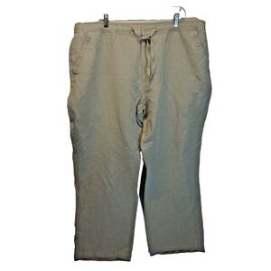 Cubavera Natural Tan Linen Blend Flat Front Drawstring Pants XXL x 27 Vacation